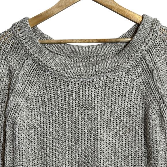 Free People Gray Loose Weave Cropped Sweater - Size XS - Picture 3 of 8